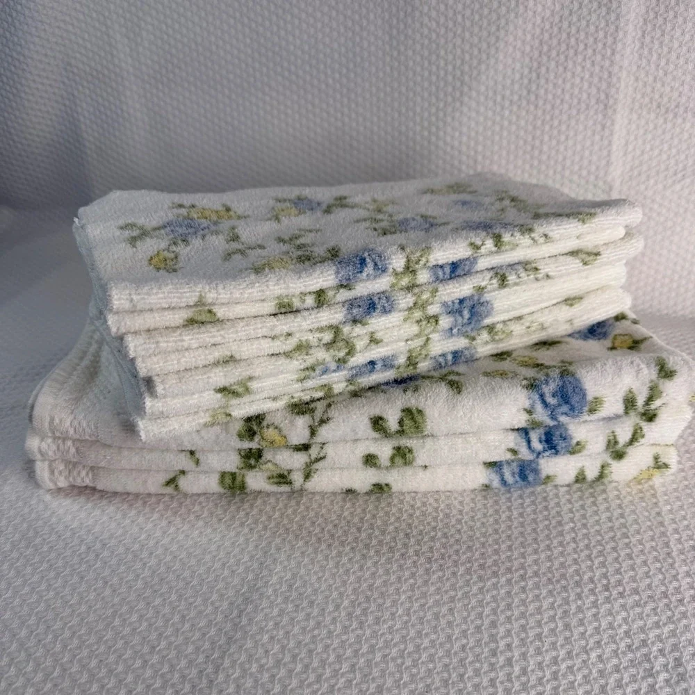 VTG Cambridge Floral Towel Set 11pc Rosebud Cotton 3 Hand Towels 8 Washcloths